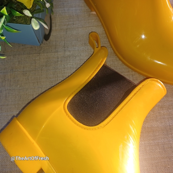 Mustard Yellow Ankle Booties Garden Rain Boots - Picture 5 of 15